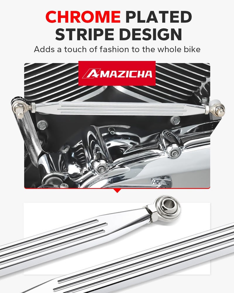 Amazicha Chrome Shift Linkage Compatible for Harley Davidson Softail Dyna Road King Electra Glide Street Glide Touring 1980-2024 - Image 4